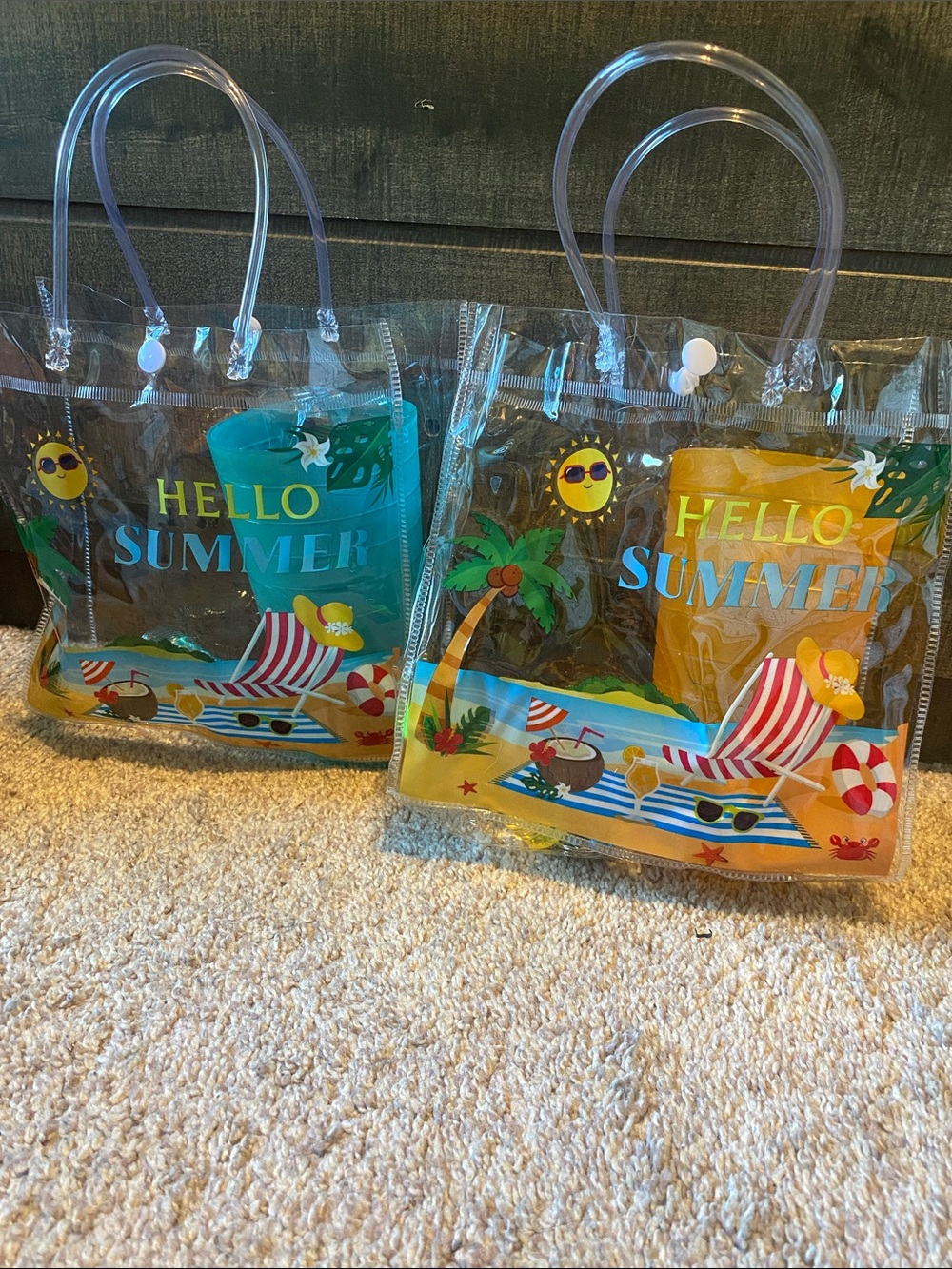 2 Clear "Hello Summer" Beach Tote with free gifts!